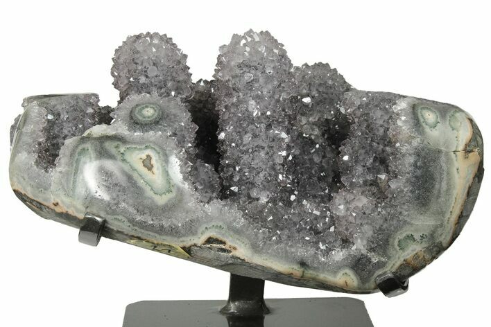 12.5" Very Unique Amethyst Geode on Metal Stand - Uruguay